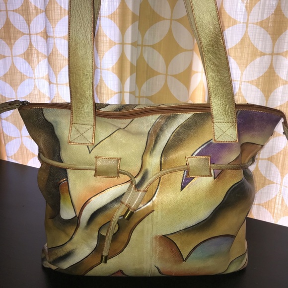 Vintage Hand painted leather bag - Picture 1 of 3